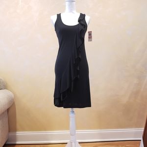 NWT INC Black Ruffle Velvet Detail Cocktail Dress